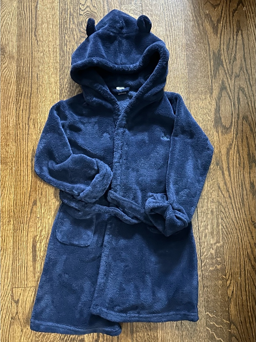 GAP Navy Plush Hooded Kids Robe with Ear Accents